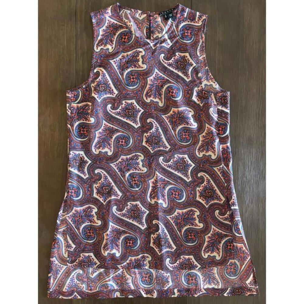 Women’s Sleeveless Blouse Theory Multicolor Paisley Print Petite P